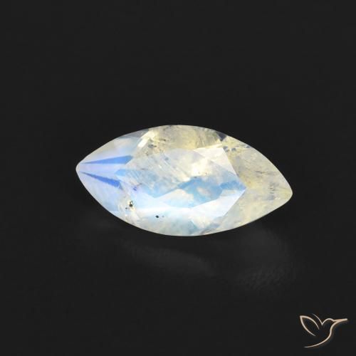 Pietra di luna arcobaleno Bianco bluastro naturale da 0.55 ct, Taglio marquise, Trasparente