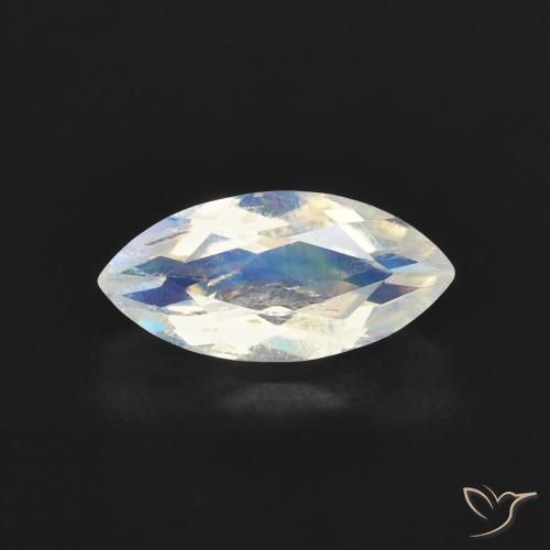 Pietra di luna arcobaleno Bianco bluastro naturale da 0.61 ct, Taglio marquise, Trasparente