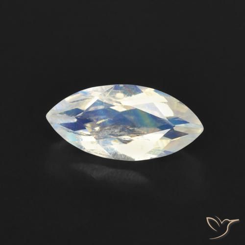Pietra di luna arcobaleno Bianco bluastro naturale da 0.61 ct, Taglio marquise, Trasparente