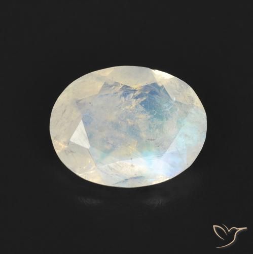 1.36ct Naturale Bianco bluastro Pietra di luna arcobaleno, Ovale, Trasparente