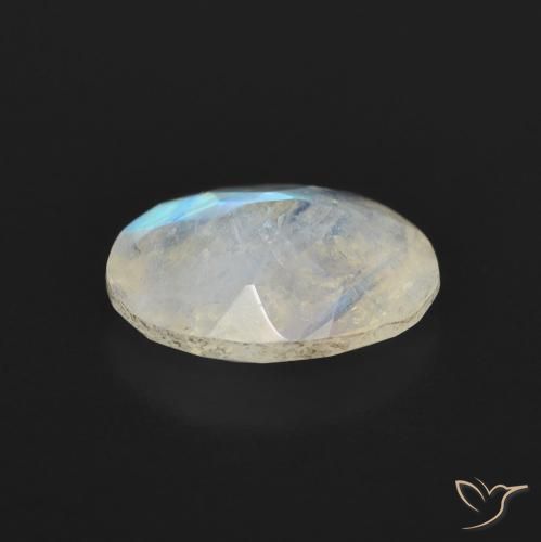 Pietra di luna arcobaleno Bianco bluastro naturale da 1.36 ct, Ovale, Trasparente