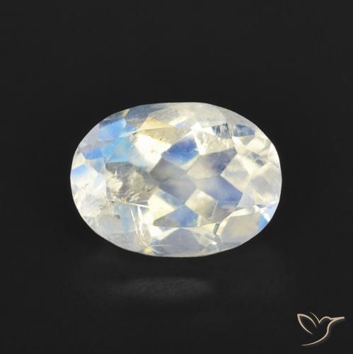 1.22ct Naturale Bianco bluastro Pietra di luna arcobaleno, Ovale, Trasparente