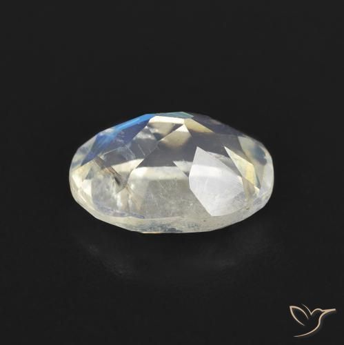 Pietra di luna arcobaleno Bianco bluastro naturale da 1.22 ct, Ovale, Trasparente