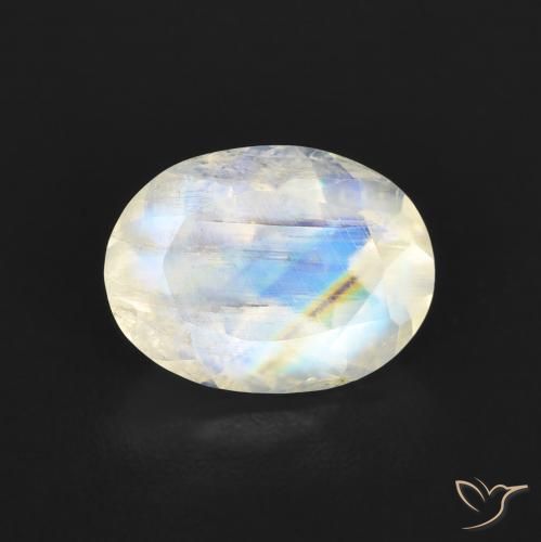 1.21ct Naturale Bianco bluastro Pietra di luna arcobaleno, Ovale, Trasparente