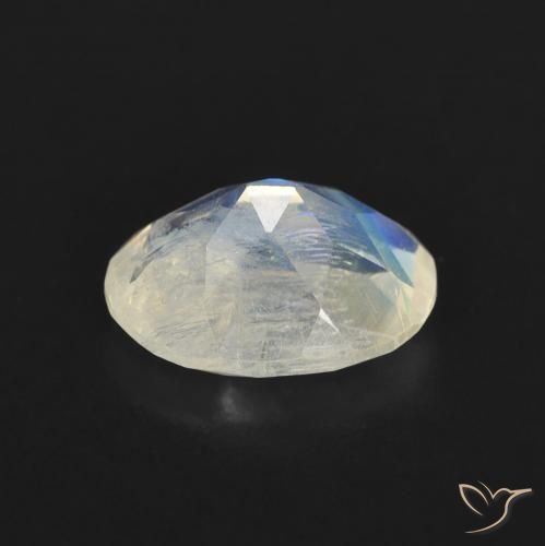 Pietra di luna arcobaleno Bianco bluastro naturale da 1.21 ct, Ovale, Trasparente
