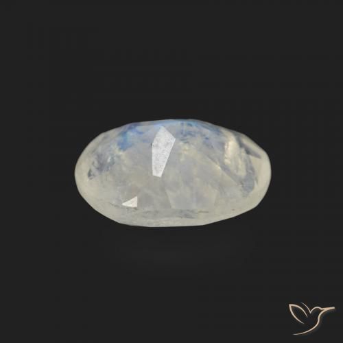 Pietra di luna arcobaleno Bianco bluastro naturale da 1.07 ct, Ovale, Trasparente