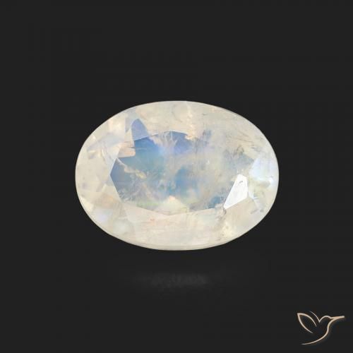 1.10ct Naturale Bianco bluastro Pietra di luna arcobaleno, Ovale, Trasparente