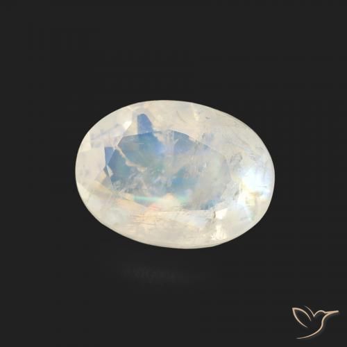 Pietra di luna arcobaleno Bianco bluastro naturale da 1.10 ct, Ovale, Trasparente