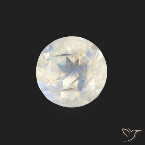 Pietra di luna arcobaleno Bianco bluastro naturale da 0.47 ct, Rotondo, Trasparente