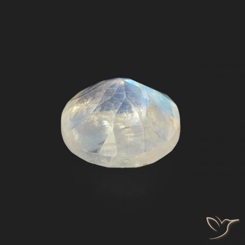 Pietra di luna arcobaleno Bianco bluastro naturale da 0.47 ct, Rotondo, Trasparente