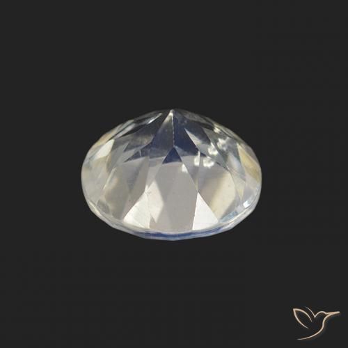 Pietra di luna arcobaleno Bianco bluastro naturale da 0.66 ct, Rotondo, Trasparente