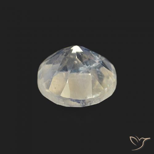 Pietra di luna arcobaleno Bianco bluastro naturale da 0.49 ct, Rotondo, Trasparente