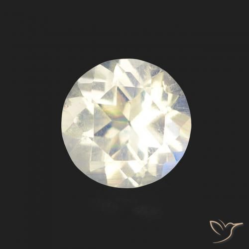 Pietra di luna arcobaleno bianco bluastro naturale da 0,48 ct, taglio rotondo, trasparente