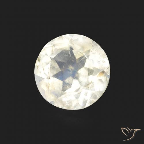 Pietra di luna arcobaleno Bianco bluastro naturale da 0.66 ct, Rotondo, Trasparente
