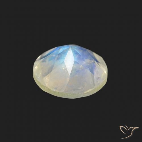 Pietra di luna arcobaleno Bianco bluastro naturale da 0.66 ct, Rotondo, Trasparente
