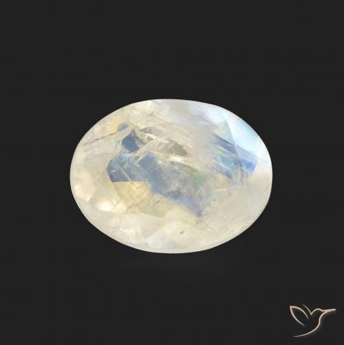 1.15ct Naturale Bianco bluastro Pietra di luna arcobaleno, Ovale, Trasparente