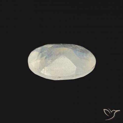 Pietra di luna arcobaleno Bianco bluastro naturale da 0.97 ct, Ovale, Trasparente