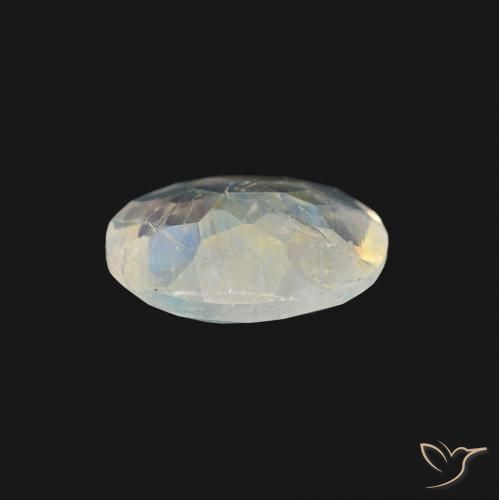 Pietra di luna arcobaleno Bianco bluastro naturale da 0.96 ct, Ovale, Trasparente