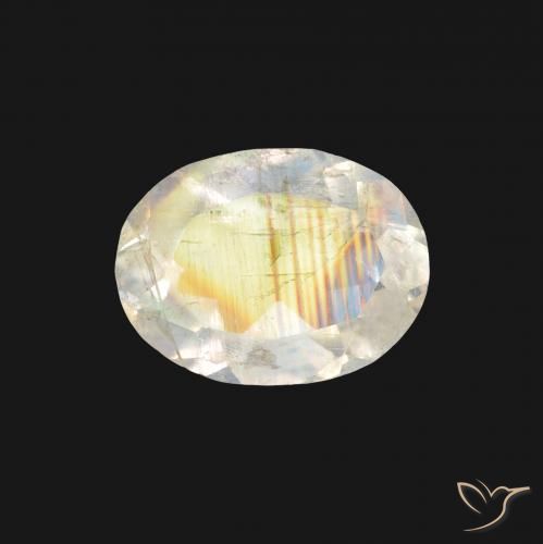 1.19ct Naturale Bianco bluastro Pietra di luna arcobaleno, Ovale, Trasparente