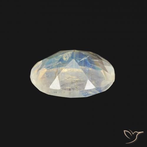 Pietra di luna arcobaleno Bianco bluastro naturale da 1.19 ct, Ovale, Trasparente
