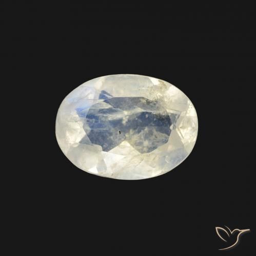 1.04ct Naturale Bianco bluastro Pietra di luna arcobaleno, Ovale, Trasparente