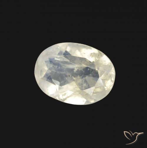 Pietra di luna arcobaleno Bianco bluastro naturale da 1.04 ct, Ovale, Trasparente