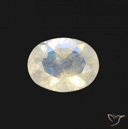 1.23ct Naturale Bianco bluastro Pietra di luna arcobaleno, Ovale, Trasparente