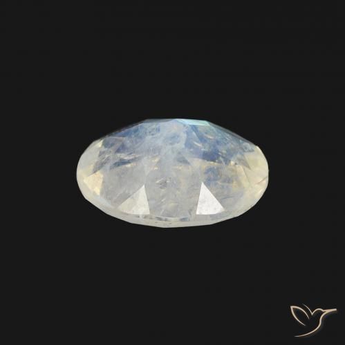 Pietra di luna arcobaleno Bianco bluastro naturale da 1.11 ct, Ovale, Trasparente
