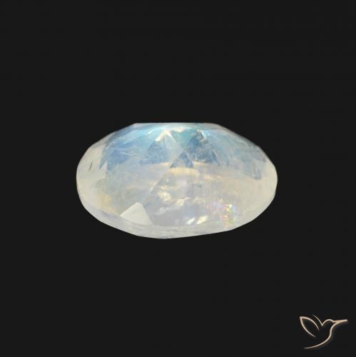 Pietra di luna arcobaleno Bianco bluastro naturale da 1.16 ct, Ovale, Trasparente