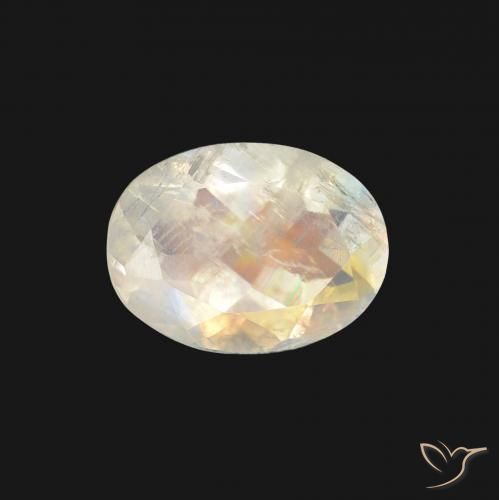 1.21ct Naturale Bianco bluastro Pietra di luna arcobaleno, Ovale, Trasparente