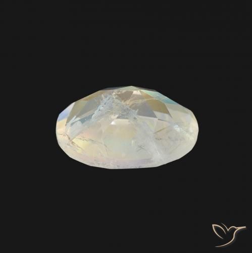 Pietra di luna arcobaleno Bianco bluastro naturale da 1.21 ct, Ovale, Trasparente