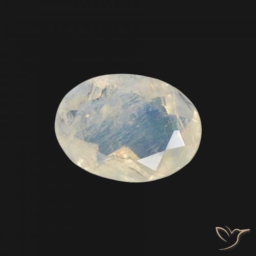 Pietra di luna arcobaleno Bianco bluastro naturale da 1.01 ct, Ovale, Trasparente