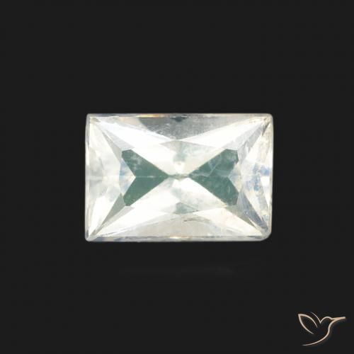 0.50ct Naturale Bianco bluastro Pietra di luna arcobaleno, Taglio a baguette, Trasparente