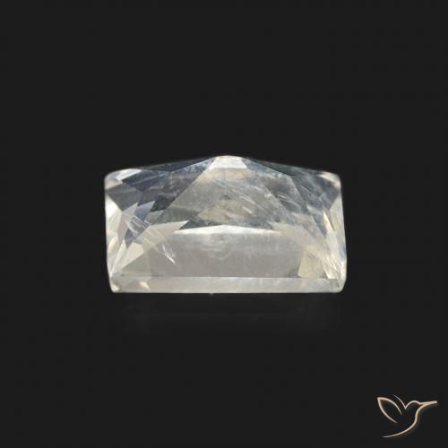 Pietra di luna arcobaleno Bianco bluastro naturale da 0.50 ct, Taglio a baguette, Trasparente