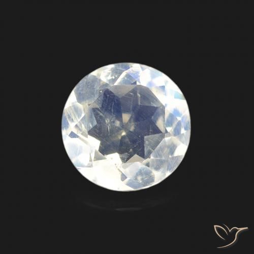 Pietra di luna arcobaleno Bianco bluastro naturale da 0.52 ct, Rotondo, Trasparente