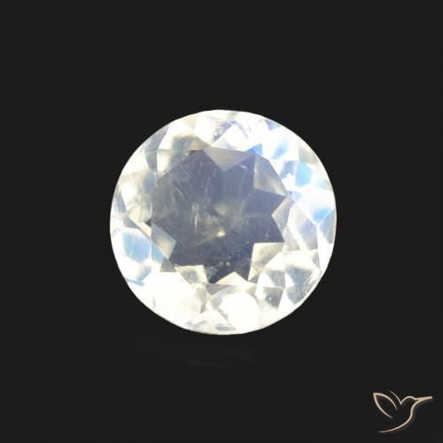 Pietra di luna arcobaleno Bianco bluastro naturale da 0.52 ct, Rotondo, Trasparente