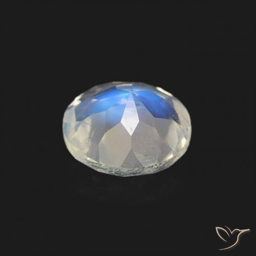 Pietra di luna arcobaleno Bianco bluastro naturale da 0.52 ct, Rotondo, Trasparente
