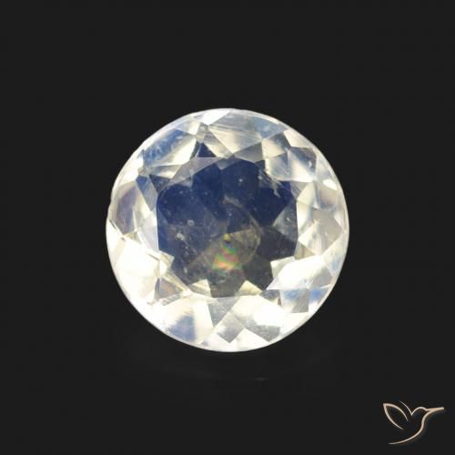 0.54ct Naturale Bianco bluastro Pietra di luna arcobaleno, Rotondo, Trasparente