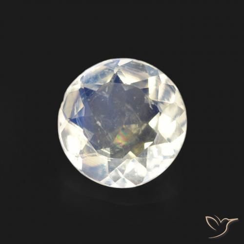 Pietra di luna arcobaleno Bianco bluastro naturale da 0.54 ct, Rotondo, Trasparente