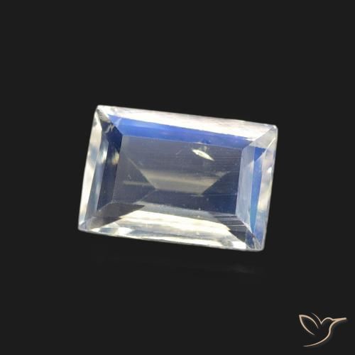Pietra di luna arcobaleno Bianco bluastro naturale da 0.44 ct, Taglio a baguette, Trasparente