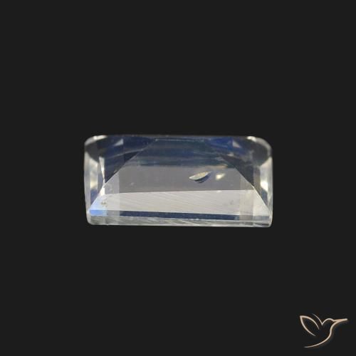 Pietra di luna arcobaleno Bianco bluastro naturale da 0.44 ct, Taglio a baguette, Trasparente