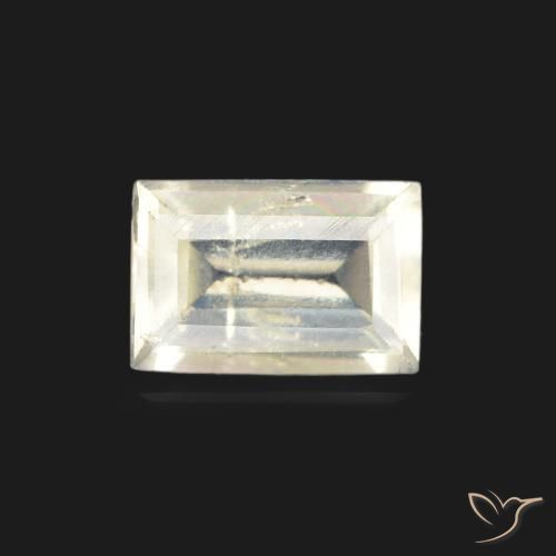 0.46ct Naturale Bianco bluastro Pietra di luna arcobaleno, Taglio a baguette, Trasparente