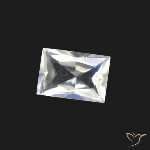 Pietra di luna arcobaleno Bianco bluastro naturale da 0.47 ct, Taglio a baguette, Trasparente