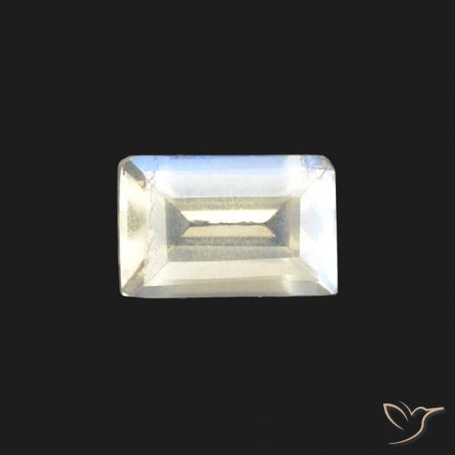 0.47ct Naturale Bianco bluastro Pietra di luna arcobaleno, Taglio a baguette, VS