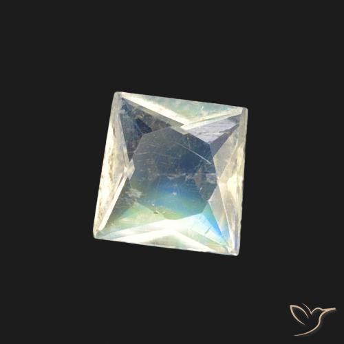 Pietra di luna arcobaleno Bianco bluastro naturale da 0.27 ct, Quadrato, Trasparente