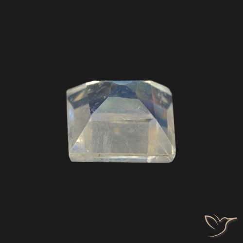 Pietra di luna arcobaleno Bianco bluastro naturale da 0.35 ct, Quadrato, Trasparente