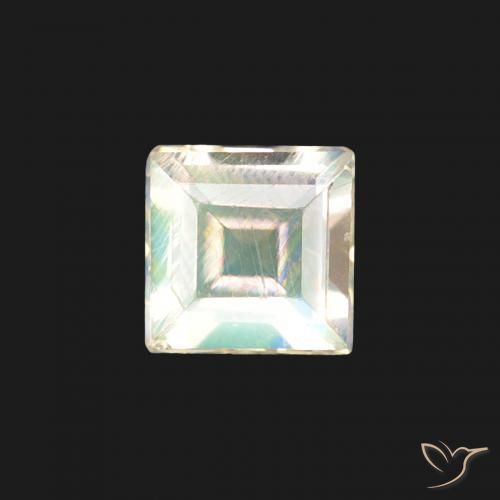 0.30ct Naturale Bianco bluastro Pietra di luna arcobaleno, Quadrato, Trasparente