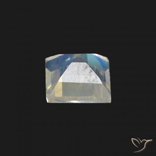 Pietra di luna arcobaleno Bianco bluastro naturale da 0.30 ct, Quadrato, Trasparente