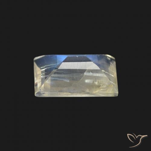 Pietra di luna arcobaleno Bianco bluastro naturale da 0.76 ct, Taglio a baguette, Trasparente
