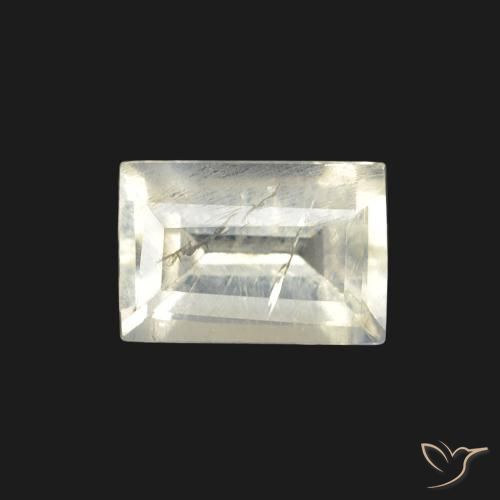 0.59ct Naturale Bianco bluastro Pietra di luna arcobaleno, Taglio a baguette, Trasparente